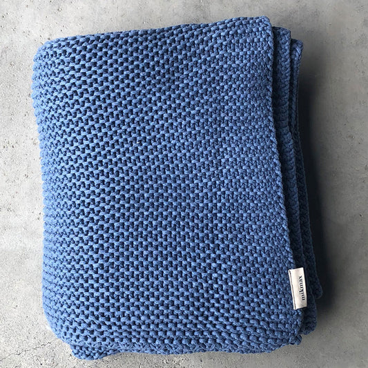 Plaid Bobo Denim – Gebreide Deken van 100% Katoen | Mikmax