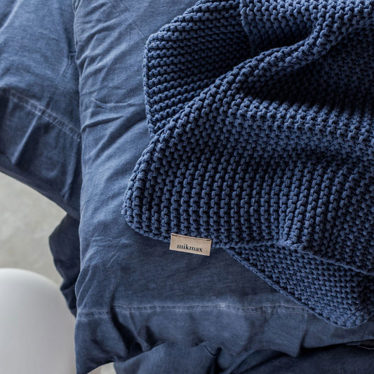 Plaid Bobo Denim – Gebreide Deken van 100% Katoen | Mikmax