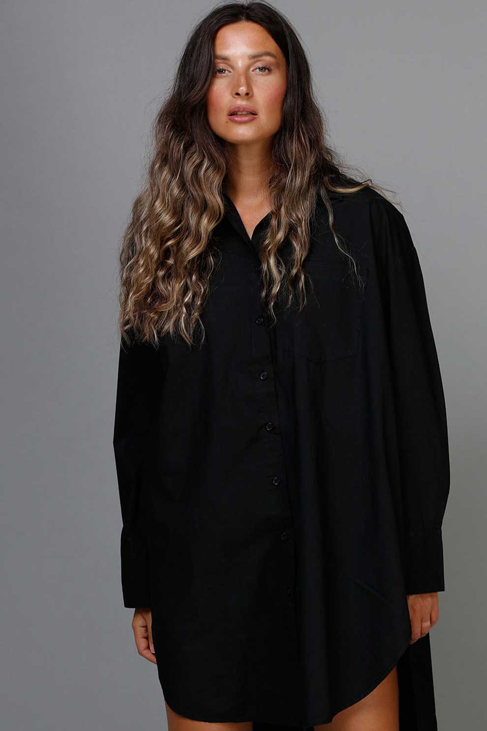 BOYFRIEND LONG SHIRT - BLACK - Dudushop