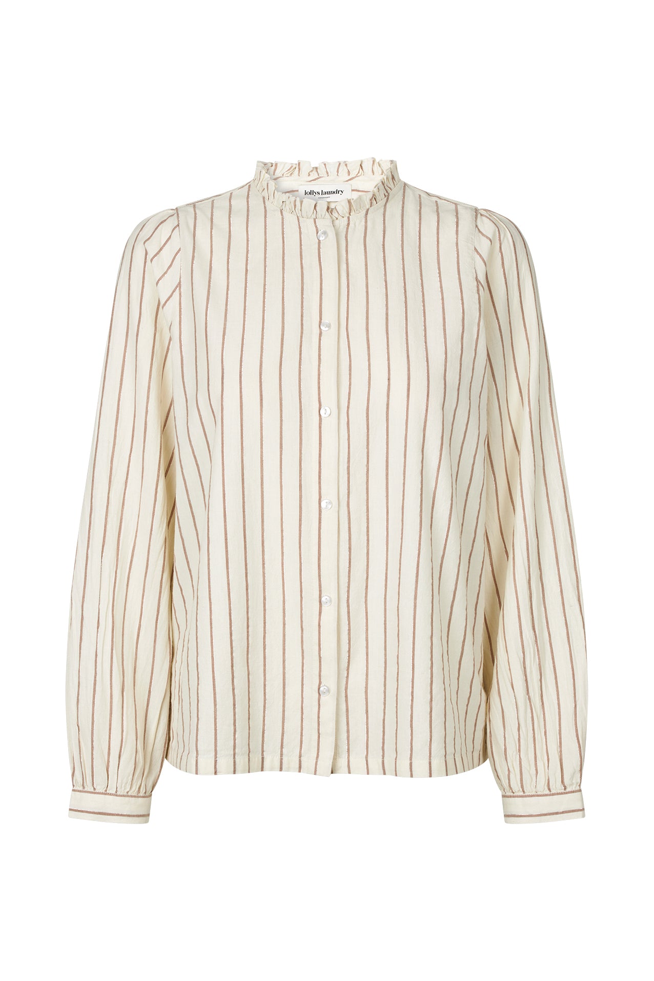 Lollys Laundry River Shirt - Elegante Blouse met Rimpel en Lurex Strepen