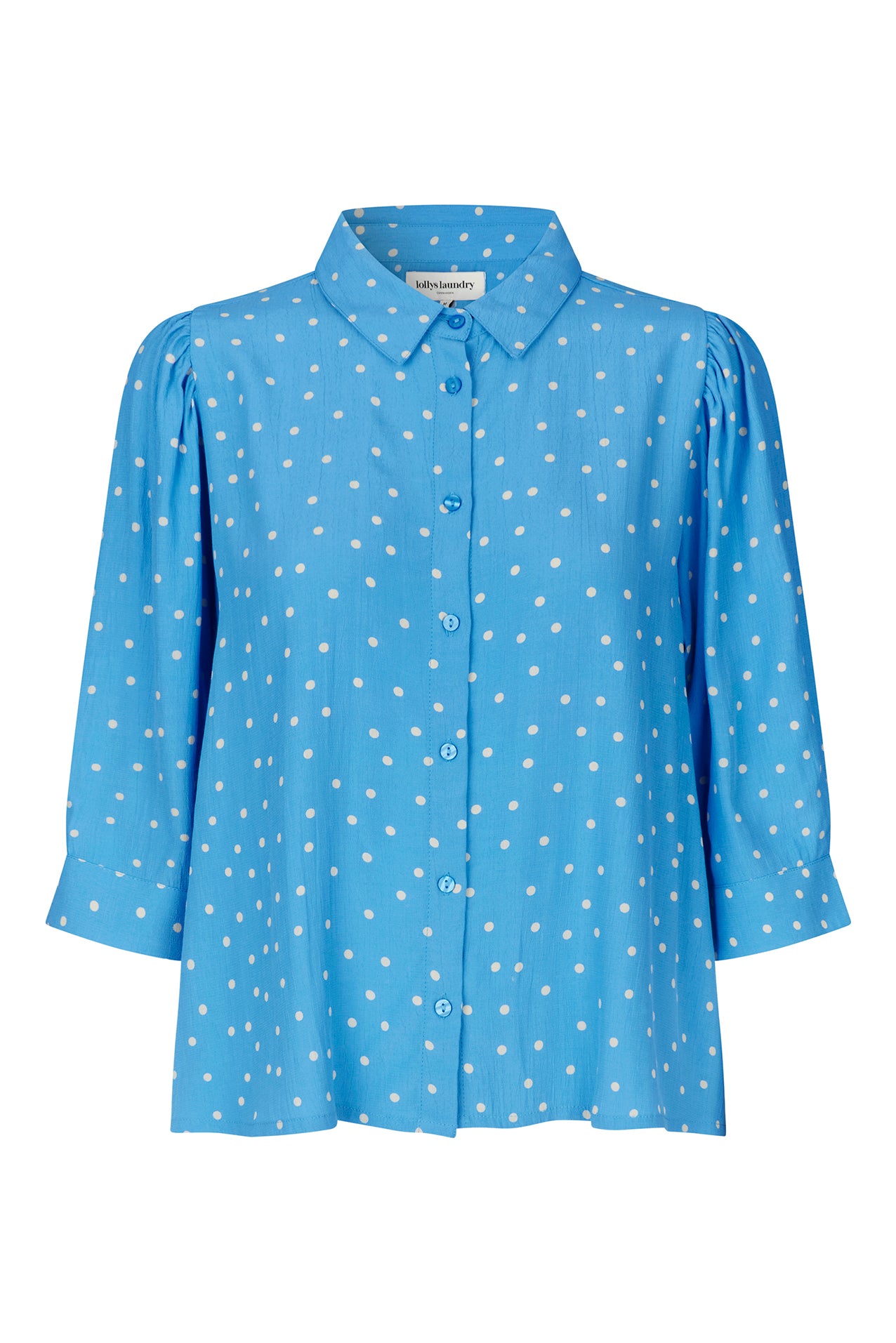 Bono shirt van Lollys Laundry, gemaakt van Ecovero Viscose met lichtblauwe dot print